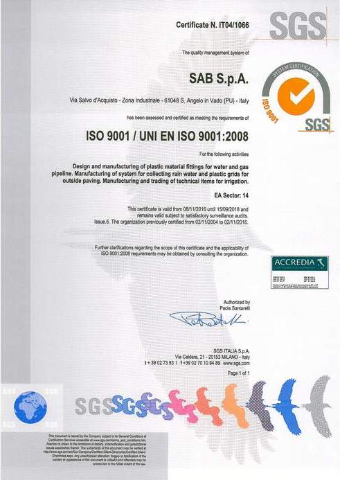 Сертификат соответствия SAB ISO 9001 Сертификат соответствия SAB ISO 9001